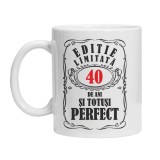 Cana alba personalizata &quot;editie limitata&quot;, 40 ani, INOVATIX&reg;. 330ml