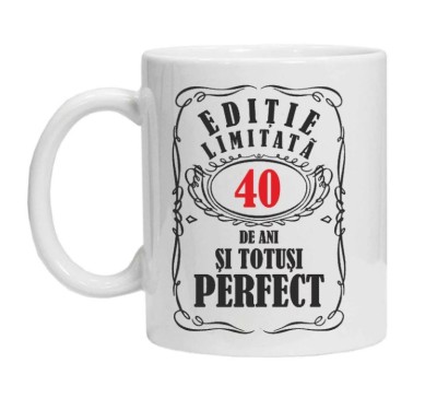 Cana alba personalizata &amp;quot;editie limitata&amp;quot;, 40 ani, INOVATIX&amp;reg;. 330ml foto