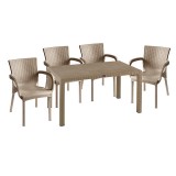 Cumpara ieftin Set de gradina masa si scaune Explore, Festive set 5 piese plastic cappuccino 150x90x73.5cm