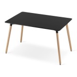 Masa stil scandinav, Artool, dreptunghiulara, MDF si lemn, negru, 120x80x75 cm