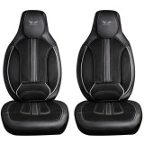 Cumpara ieftin Set 2 Huse Scaune Fata Auto pentru Smart Fortwo - Panda, compatibile cu tetiere incorporate- monobloc, tip alcantara si piele ecologica, negru cu cusa