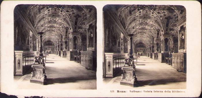 ST37N Roma, Vaticano, Veduta interna della Biblioteca, stereoscopic photo