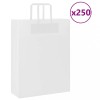 VidaXL Pungi de h&acirc;rtie 250 buc cu m&acirc;nere albe 32x12x42 cm