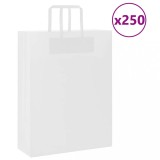vidaXL Pungi de h&acirc;rtie 250 buc cu m&acirc;nere albe 32x12x42 cm