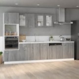 vidaXL Dulap cuptor microunde &ldquo;Lyon&rdquo;, gri sonoma, 60x57x207cm
