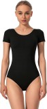Body balet pentru femei Mulnall, cu maneca scurta, negru, S - OUTLET