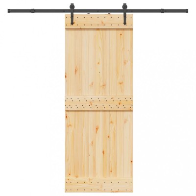 Ușă glisantă cu set de feronerie 80x210 cm, lemn masiv de pin foto