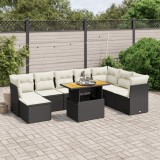 vidaXL Set mobilier de grădină cu perne, 9 piese, negru, poliratan 3275513
