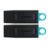 64GB USB3.2 Gen 1 DataTraveler Exodia (Black + Teal) - 2 Pieces, &quot;DTX/64GB-2P&quot; (timbru verde 0.03 lei), Kingston
