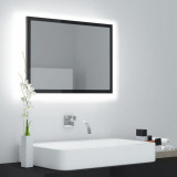 Oglinda de baie cu LED, negru extralucios, 60x8,5x37 cm, acril GartenMobel Dekor, vidaXL