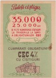 Reclamă veche CEC 4% cu c&acirc;știguri &ndash; obligațiuni, tipăritură comunistă față-verso
