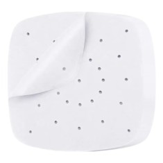Set 100 hartii de copt pentru friteuza cu aer cald Ecoopts, 19 x 19 cm, alb