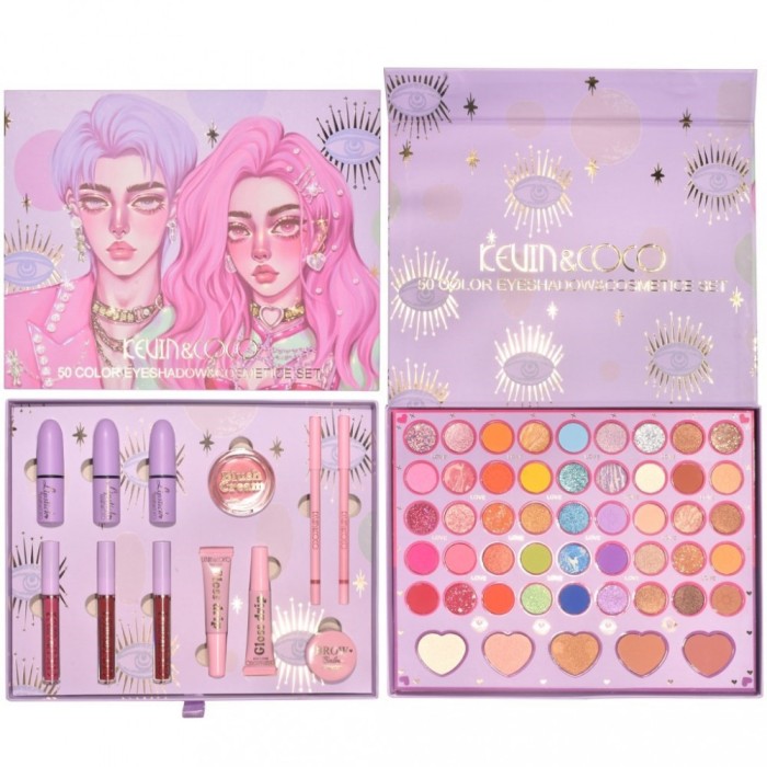 Set 13 produse de machiaj, kevin &amp; coco, moonlight, 50 culori, 29 x 23 cm