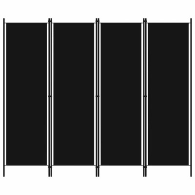 Paravan de camera cu 4 panouri, negru, 200 x 180 cm foto