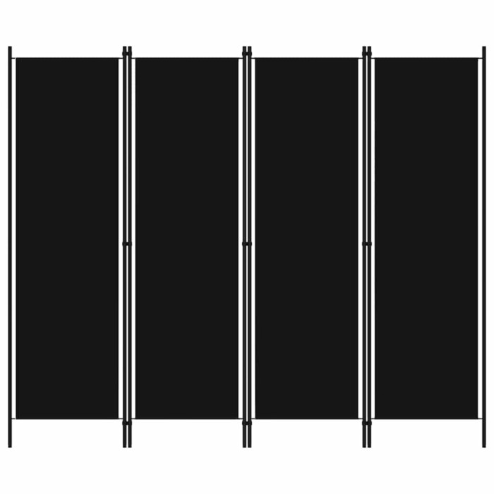 Paravan de camera cu 4 panouri, negru, 200 x 180 cm