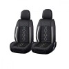 Huse auto premium 5 locuri Carguard Deluxe piele ecologica perforata si textil - negru - alb Best CarHome