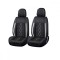 Huse auto premium 5 locuri Carguard Deluxe piele ecologica perforata si textil - negru - alb Best CarHome