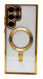Husa Luxury tip MagSafe compatibila cu Samsung Galaxy S23, Full protection, Margini colorate, Auriu, Oem