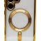 Husa Luxury tip MagSafe compatibila cu Samsung Galaxy S21 Ultra, Full protection, Margini colorate, Auriu