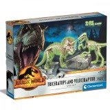 Kit arheologic, Clementoni, Glow in the Dark, Triceratops si Velociraptor