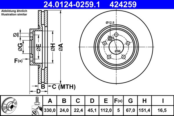 ATE 24.0124-0259.1 Disc frana