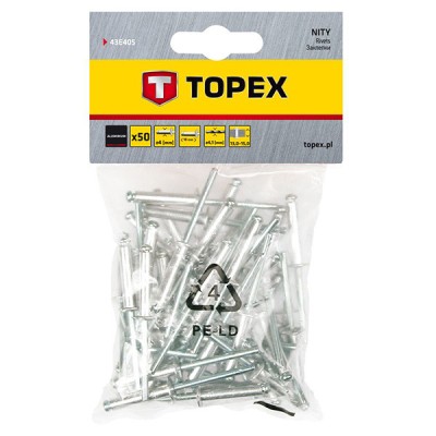 Set 50 buc. nituri de aluminiu 4 x 18 mm TOPEX 43E405 HardWork ToolsRange foto