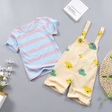 Costum cu salopeta crem si tricou - Duck (Marime Disponibila: 18-24 luni), Superbaby