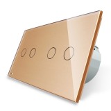 Livolo VL-C702/C702-13 &icirc;ntrerupător dublu touch cu indicator luminos, auriu