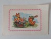 Felicitare veche anii 80 (1981) cu cos cu flori si doua ratuste, Necirculata, Printata