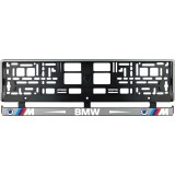 Set 2 bucati, suport numar inmatriculare argintiu BMW MPower