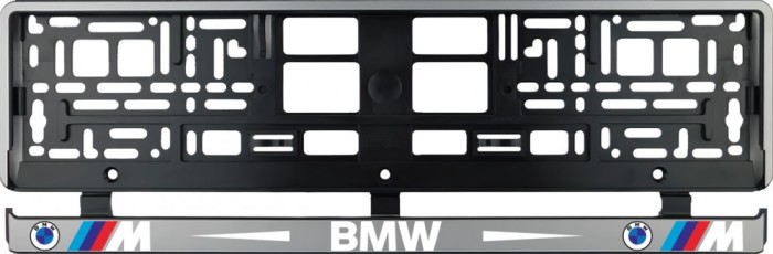Set 2 bucati, suport numar inmatriculare argintiu BMW MPower
