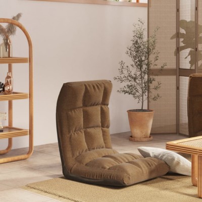 Scaun de podea pliabil, maro, material textil foto