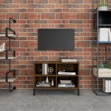 vidaXL Comodă TV, picioare din metal, stejar afumat, 69,5x30x50 cm