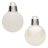 Set Globuri de Crăciun, Model Irizat Glitter, 3m, Culoare Albă, 20 Bucăți, Oem