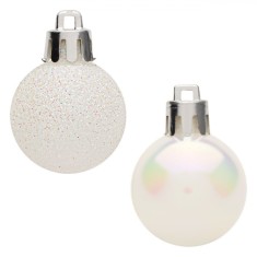 Set Globuri de Crăciun, Model Irizat Glitter, 3m, Culoare Albă, 20 Bucăți