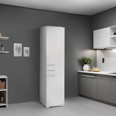 Dulap Multifunctional Adore Diamond, 2 usi, 1 sertar, Alb Lucios, 45 x 187 x 40 cm foto