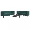 Set Canapele Chesterfield 2 si 3 Locuri, Verde Catifea, cu Perne Rulou