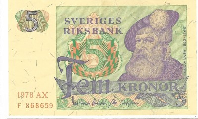 Bancnota 5 kronor 1978 - Suedia foto