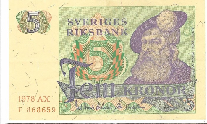 Bancnota 5 kronor 1978 - Suedia