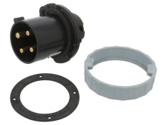 Conector AMPHENOL IP&amp;S 63A 500V AC trifazat soclu tată IP69K flanșă 4 pini