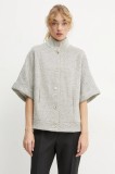 Bruuns Bazaar geaca din amestec de lana culoarea gri, de tranzitie, oversize, BBW4198