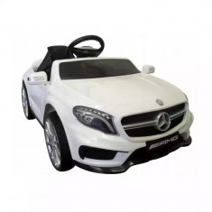 Masinuta electrica cu telecomanda, roti EVA, scaun piele Mercedes GLA45 - Alb