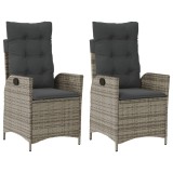 Cumpara ieftin Scaune de gradina rabatabile cu perne, 2 buc., gri, poliratan