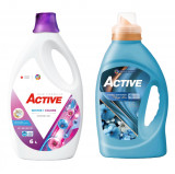 Detergent lichid pentru rufe albe+colorate Active, 6 litri, 120 spalari + Balsam de rufe Active Magic Blue, 1.5 litri, 60 spalari