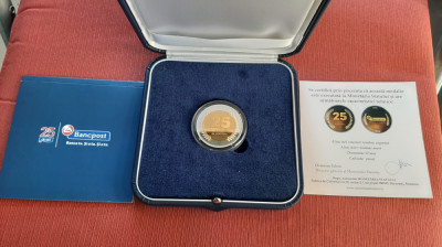 Medalie Bancpost tombac aurit Monetaria Statului foto