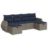 Cumpara ieftin Set mobilier gradina cu perne, 6 piese, gri, poliratan