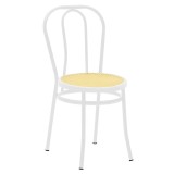 Scaun Vienna plastic ratan bej - metal alb