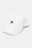 Tommy Jeans șapcă de baseball din bumbac culoarea alb, cu imprimeu, AW0AW16986