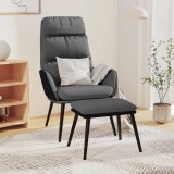 VidaXL Scaun relaxare cu taburet, gri deschis, textil/piele ecologică