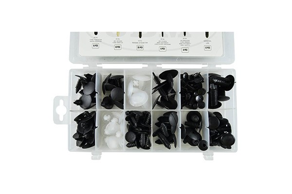 TRUSA DE CLIPS DE PLASTIC - UNIVERSAL 128 PCS